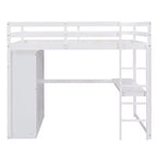 Letto a soppalco a grandezza naturale con armadio e scrivania, struttura letto a soppalco in legno con ripiani e cassetti per bambini, ragazzi e adulti