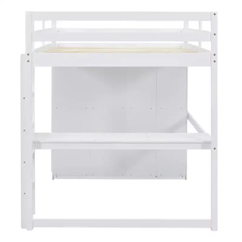 Letto a soppalco a grandezza naturale con armadio e scrivania, struttura letto a soppalco in legno con ripiani e cassetti per bambini, ragazzi e adulti