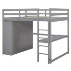 Letto a soppalco a grandezza naturale con armadio e scrivania, struttura letto a soppalco in legno con ripiani e cassetti per bambini, ragazzi e adulti