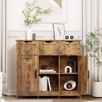 Okak Mobiletto Versatile da Bagno, Camera da Letto e Soggiorno, Armadietto a Terra con 3 Cassetti, 2 Scomparti e 3 Ante, Mobiletto d'Accento