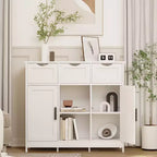 Okak Mobiletto Versatile da Bagno, Camera da Letto e Soggiorno, Armadietto a Terra con 3 Cassetti, 2 Scomparti e 3 Ante, Mobiletto d'Accento