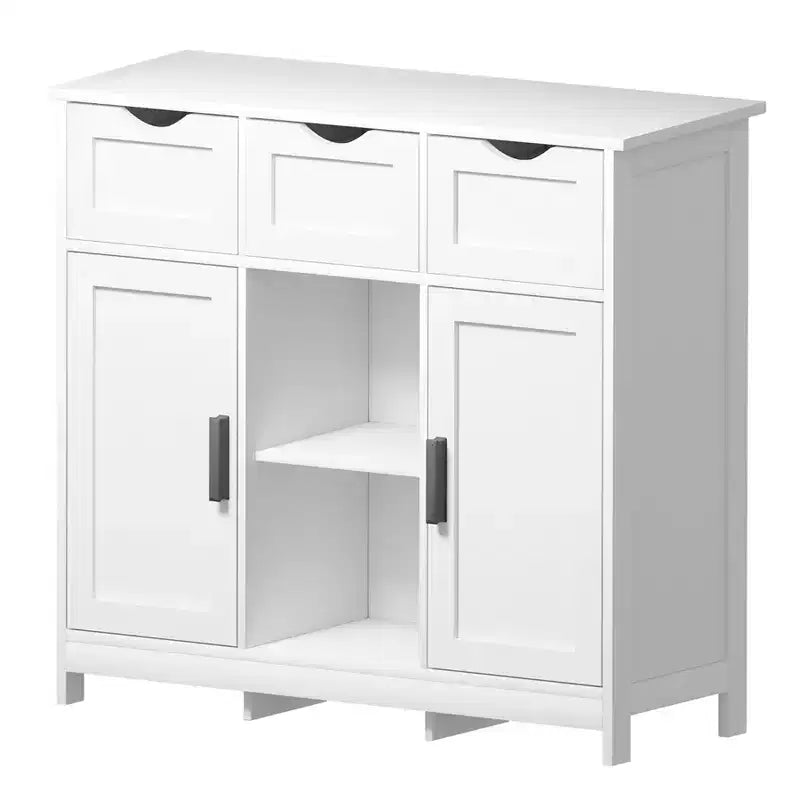 Okak Mobiletto Versatile da Bagno, Camera da Letto e Soggiorno, Armadietto a Terra con 3 Cassetti, 2 Scomparti e 3 Ante, Mobiletto d'Accento