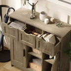 Okak Mobiletto Versatile da Bagno, Camera da Letto e Soggiorno, Armadietto a Terra con 3 Cassetti, 2 Scomparti e 3 Ante, Mobiletto d'Accento