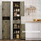 Okak Mobile Alto da Bagno, Mobiletto Indipendente da 69" con Ripiani Regolabili, Ante e Dispositivo Anti-Ribaltamento per Cucina e Soggiorno