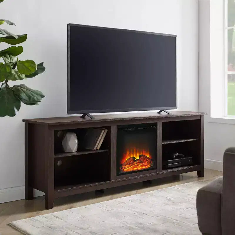Mobile TV per caminetto moderno in legno Colcord di GDFStudio da 70 con 2 ripiani