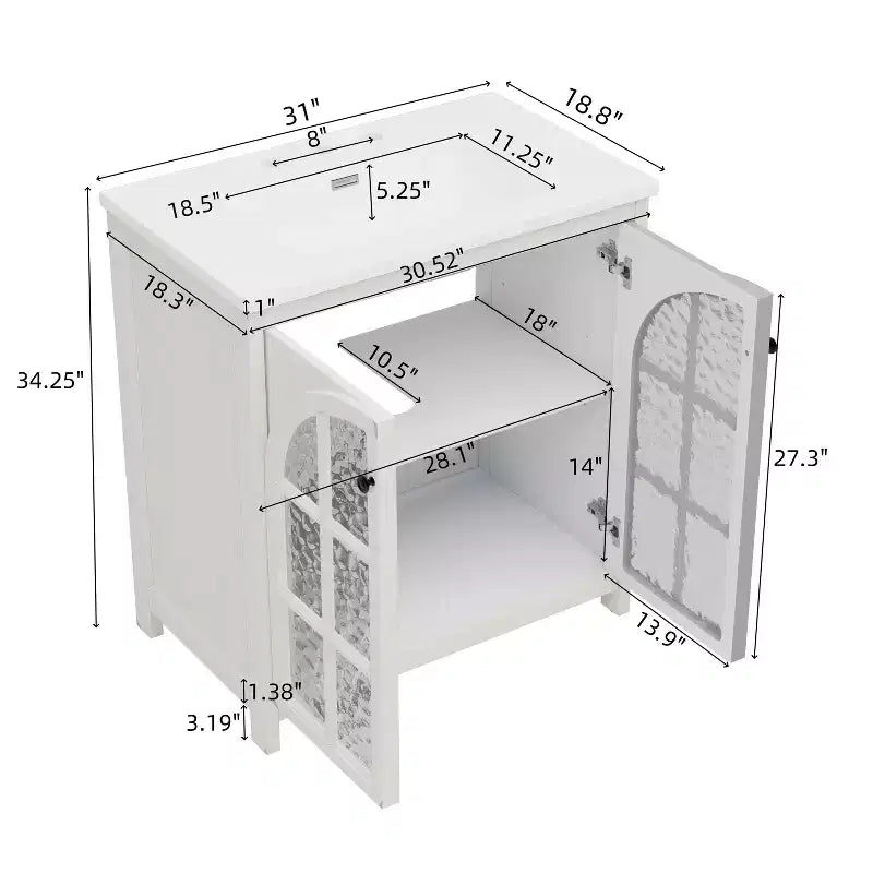 Mobile bagno Bestier da 31 pollici in stile rustico con lavabo in ceramica, mobiletto vintage