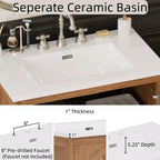 Mobile bagno Bestier da 31 pollici in stile rustico con lavabo in ceramica, mobiletto vintage