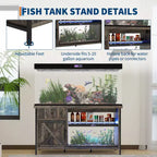 Mobiletto da 280 Litri per Acquario, Supporto per Acquario con Prese di Corrente e Luci LED - Supporto Robusto per Terrari con Armadietto, Cassetto e Ripiano