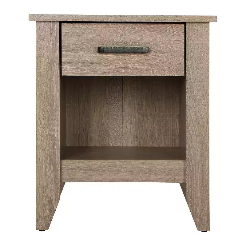 HomeStock Comodino in legno con cassetto singolo, finitura marrone, rettangolare, 61 cm A x 53 cm L, per soggiorno e camera da letto