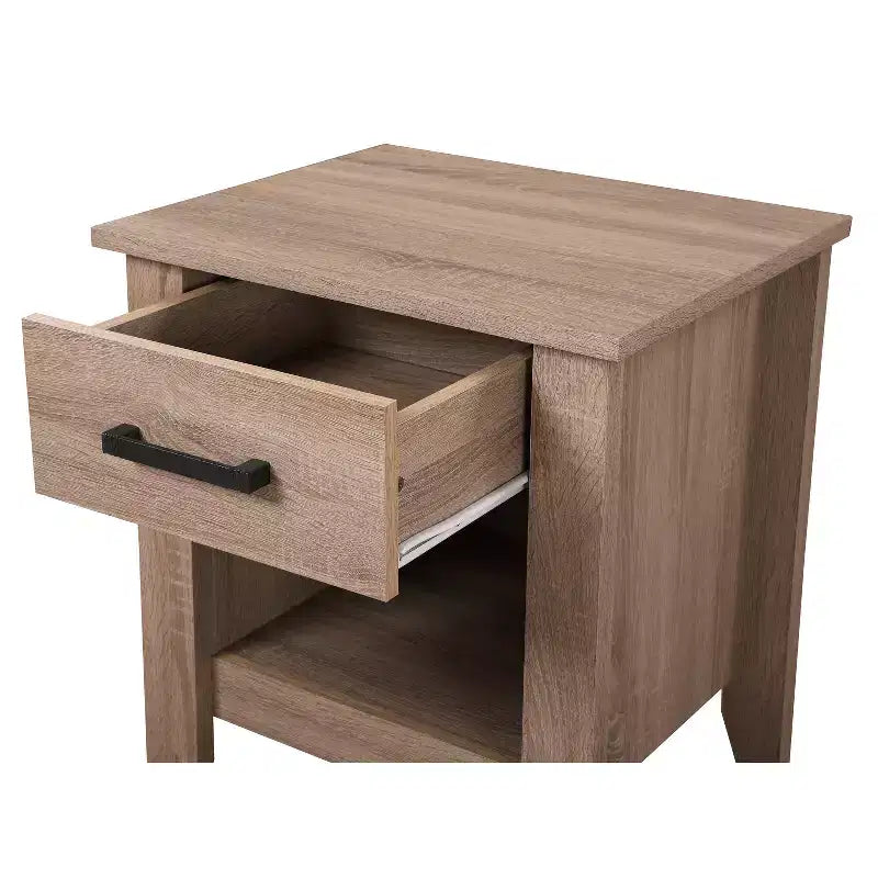 HomeStock Comodino in legno con cassetto singolo, finitura marrone, rettangolare, 61 cm A x 53 cm L, per soggiorno e camera da letto