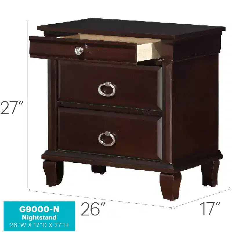 HomeStock Comodino marrone rettangolare con 2 cassetti in legno, 68,5 cm H x 66 cm L, per soggiorno e camera da letto
