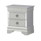 HomeStock 24 in.H x 21 in W Rectangle Silver Finish 2 Drawers Metal Nighstand For Living Room and Bedroom