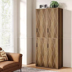 Lantine 75.39 Mobile Contenitore in Legno con 6 Ripiani, Mobile Moderno Stretto con 2 Ante per Soggiorno, Cucina, Bagno