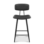 Dyonery Sgabelli da Bar Altezza Bancone, 25.6 Sgabelli in Similpelle con Schienale, Rivestimento Impermeabile, Robusta Struttura in Metallo per Isola Cucina, Grigio Rustico