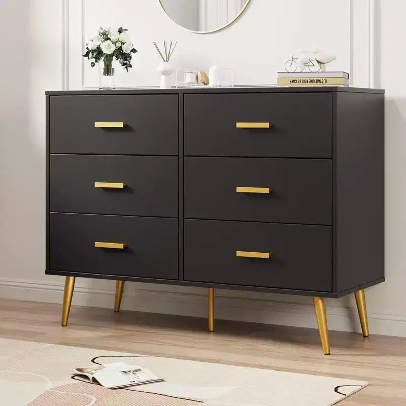 Cassettiera a 6 cassetti, Organizzatore cassettiera moderno con cassetti, Ampio armadio contenitore, Cassettiera dal design moderno per camera da letto, soggiorno, portico