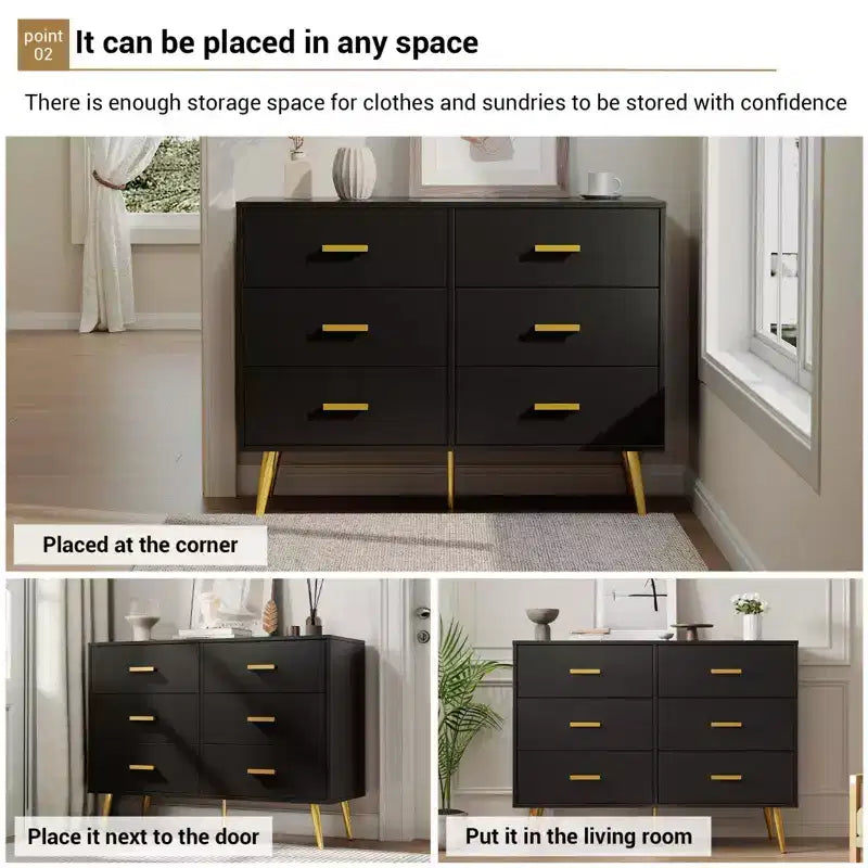 Cassettiera a 6 cassetti, Organizzatore cassettiera moderno con cassetti, Ampio armadio contenitore, Cassettiera dal design moderno per camera da letto, soggiorno, portico