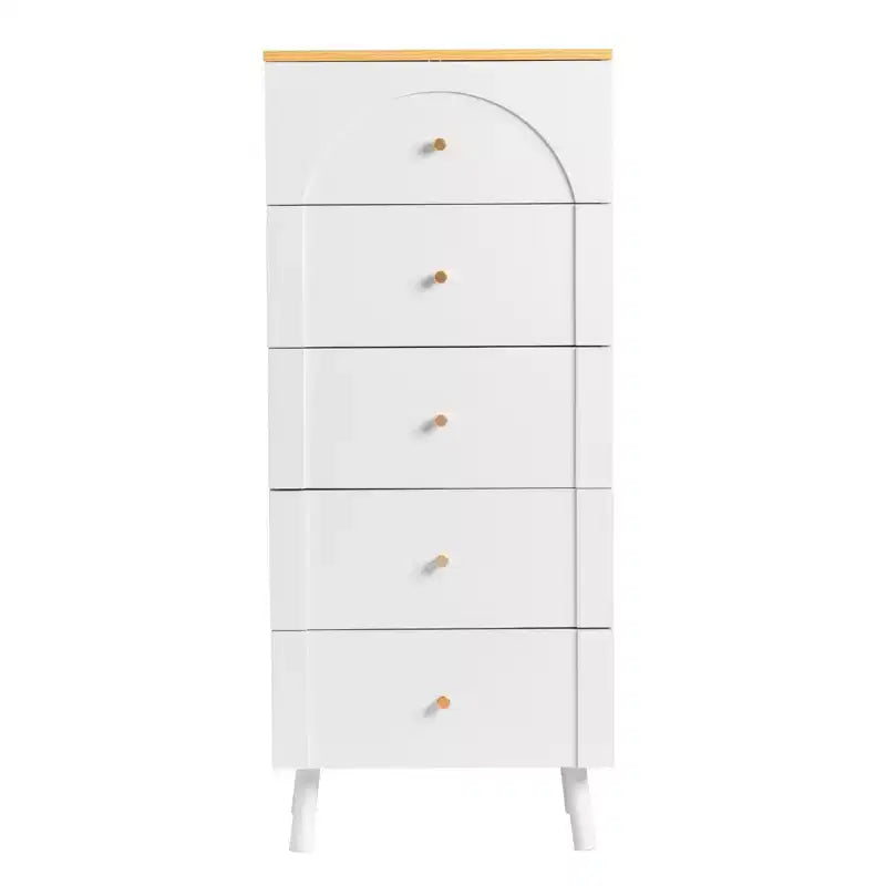 Cassettiera Karl Home a 5 cassetti in MDF bianco (pannello di fibra a media densità), larghezza 50 cm