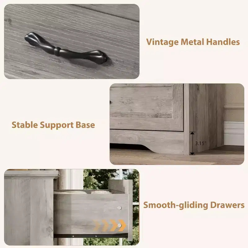 Cassettiera a 6 cassetti per camera da letto, Comodino con ampia maniglia in metallo, Cassettiere organizer portaoggetti