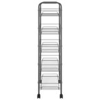CLIHOME Carrello di servizio a rotelle a 5 ripiani in rete con cestino portaoggetti, carrello per casa, ufficio, dispensa e cucina