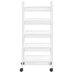 CLIHOME Carrello di servizio a rotelle a 5 ripiani in rete con cestino portaoggetti, carrello per casa, ufficio, dispensa e cucina