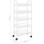CLIHOME Carrello di servizio a rotelle a 5 ripiani in rete con cestino portaoggetti, carrello per casa, ufficio, dispensa e cucina
