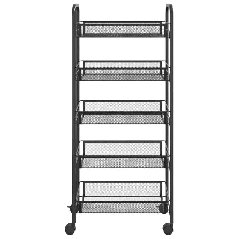 CLIHOME Carrello di servizio a rotelle a 5 ripiani in rete con cestino portaoggetti, carrello per casa, ufficio, dispensa e cucina