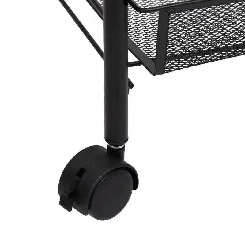 CLIHOME Carrello di servizio a rotelle a 5 ripiani in rete con cestino portaoggetti, carrello per casa, ufficio, dispensa e cucina