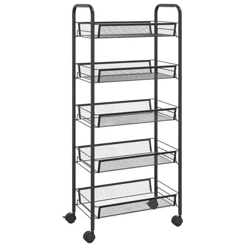CLIHOME 5 Tier Mesh Rolling File Utility Cart Storage Basket Home Office Trolley Kitchen Pantry Organizers