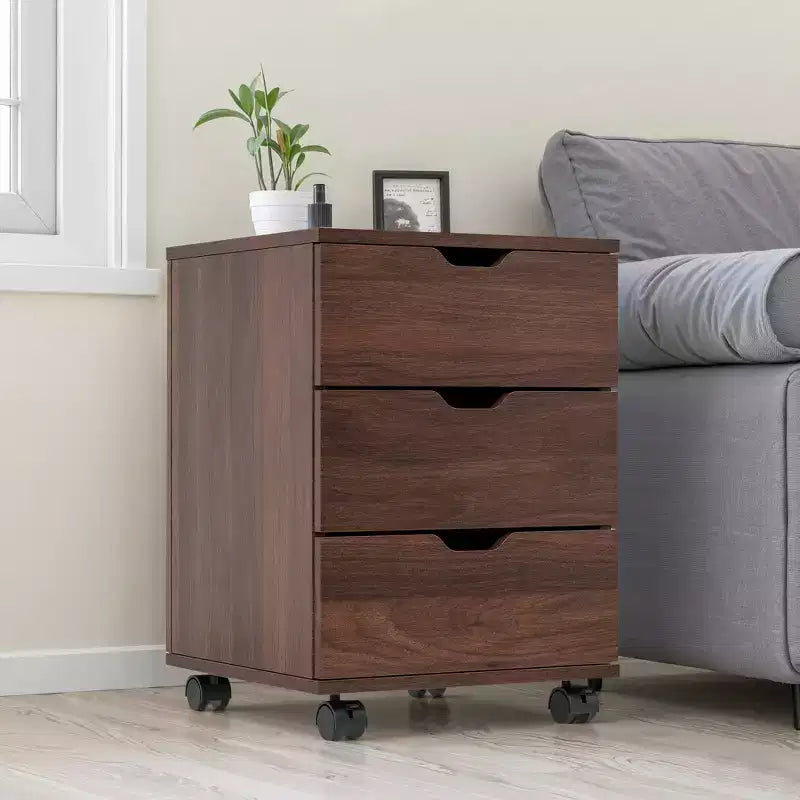 MAYEERTY 1622 Inch Armadietto verticale in legno a 3 cassetti bianco - con ruote, completamente assemblato per l'home office