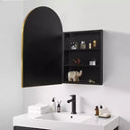 MAYEERTY 36 x 24 pollici Armadietto a specchio da bagno moderno con arco, specchio da parete con cornice in metallo e contenitore, Oro