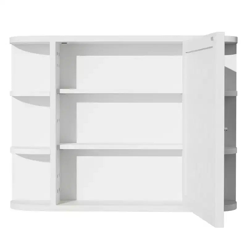 MAYEERTY 15 x 80 cm, Armadietto rettangolare moderno per bagno con specchio a parete con cornice in metallo e contenitore, Bianco