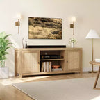 Mobile TV rustico, mobile TV con ante e ripiani regolabili, console multimediale TV moderna per soggiorno, camera da letto, Rovere