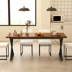 Tavolo da pranzo Vipbear Farmhouse per 6 persone, tavolo da pranzo rettangolare in legno da 70,8 pollici, tavolo da cucina rustico con gambe in metallo resistente per sala da pranzo