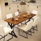 Tavolo da pranzo Vipbear Farmhouse per 6 persone, tavolo da pranzo rettangolare in legno da 70,8 pollici, tavolo da cucina rustico con gambe in metallo resistente per sala da pranzo