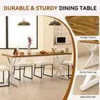 Tavolo da pranzo Vipbear Farmhouse per 6 persone, tavolo da pranzo rettangolare in legno da 70,8 pollici, tavolo da cucina rustico con gambe in metallo resistente per sala da pranzo
