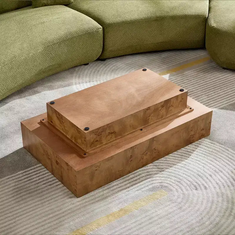 Tavolino da caffè GDFStudio Sabrina rettangolare con piedistallo in legno, 43" di larghezza