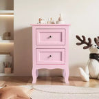 Comodini Karl Home con 2 cassetti in MDF (Medium-Density Fiberboard) rosa da 40 cm di larghezza