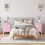 Comodini Karl Home con 2 cassetti in MDF (Medium-Density Fiberboard) rosa da 40 cm di larghezza