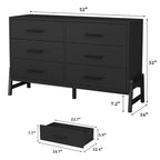 Cassettiera a 6 cassetti per camera da letto, comò in legno da 52W con gambe in metallo, organizer per vestiti, mobile TV per corridoio