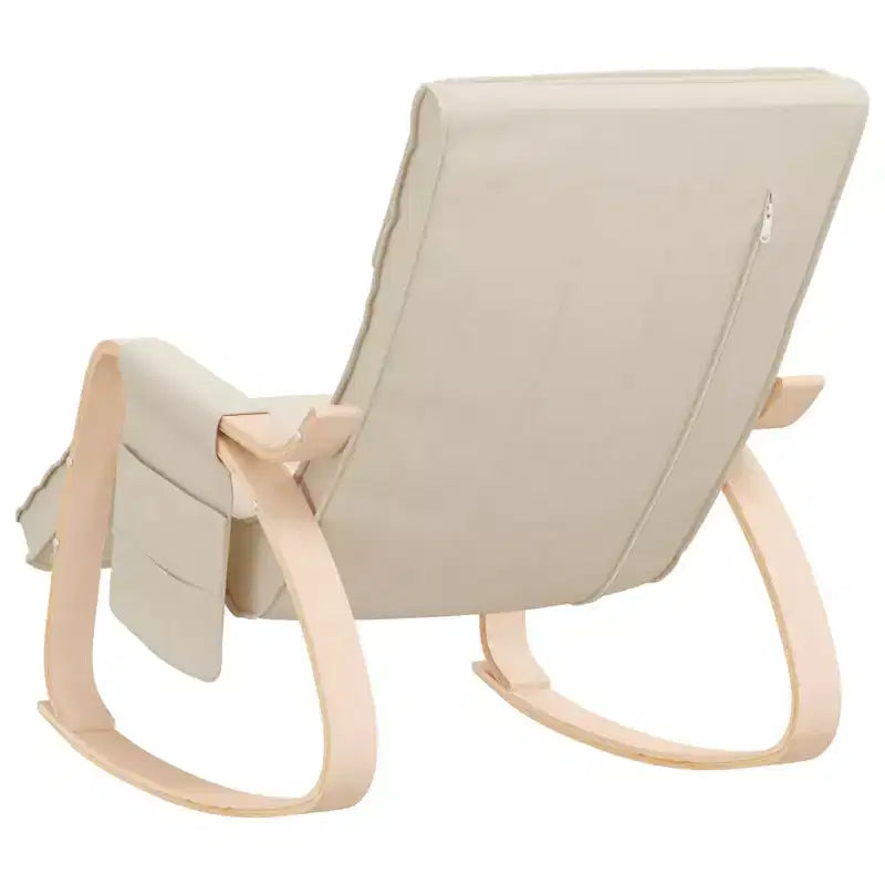 CLIHOME Sedia a dondolo moderna, struttura in legno con rivestimento in tessuto traspirante, dondolo a bilanciere con cuscino per soggiorno, camera da letto
