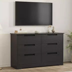 Comò Acekool a 6 cassetti per camera da letto, cassettiera moderna nera ampia, maniglie integrate, comò in legno per soggiorno, cameretta, corridoio