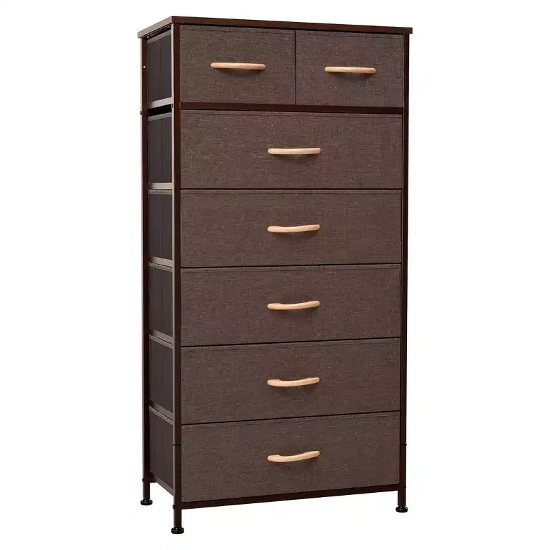 Crestlive Products Cassettiera Verticale a 7 Cassetti per Camera da Letto, Torre Portaoggetti con Robusto Telaio in Acciaio, Piano in Legno, Contenitori in Tessuto Facilmente Estraibili, Maniglie