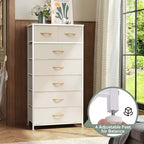 Crestlive Products Cassettiera Verticale a 7 Cassetti per Camera da Letto, Torre Portaoggetti con Robusto Telaio in Acciaio, Piano in Legno, Contenitori in Tessuto Facilmente Estraibili, Maniglie