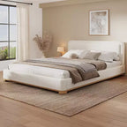 Letto a piattaforma Christopher Knight Home Beau moderno imbottito in bouclé con testiera curva