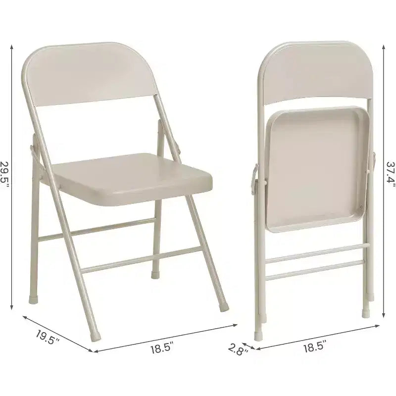 Acekool Set di 6 sedie pieghevoli Beige, interamente in acciaio, telaio in metallo, portata massima 158 kg, portatili per eventi interni ed esterni