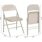 Acekool Set di 6 sedie pieghevoli Beige, interamente in acciaio, telaio in metallo, portata massima 158 kg, portatili per eventi interni ed esterni