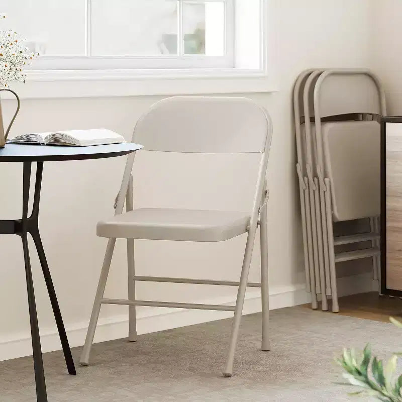 Acekool Set di 6 sedie pieghevoli Beige, interamente in acciaio, telaio in metallo, portata massima 158 kg, portatili per eventi interni ed esterni