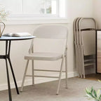 Acekool Set di 6 sedie pieghevoli Beige, interamente in acciaio, telaio in metallo, portata massima 158 kg, portatili per eventi interni ed esterni