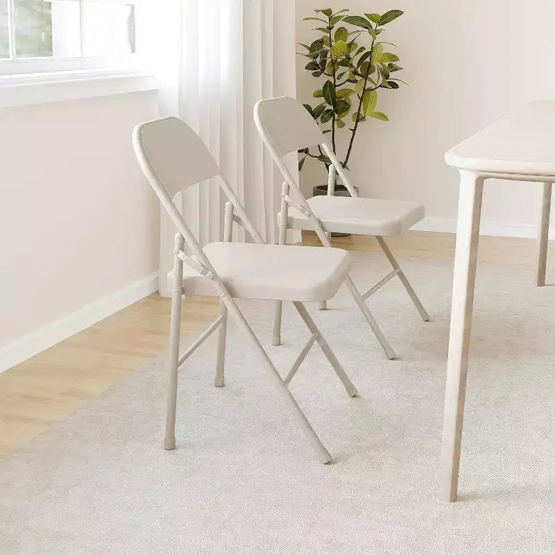 Acekool Set di 6 sedie pieghevoli Beige, interamente in acciaio, telaio in metallo, portata massima 158 kg, portatili per eventi interni ed esterni