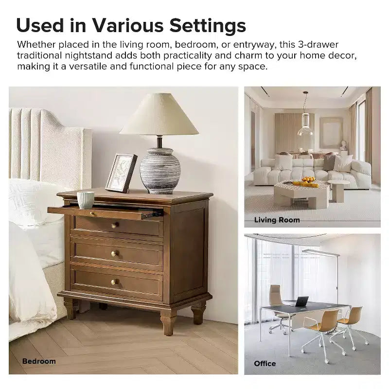 Giorgio Tavolino a 3 cassetti con prese integrate|HULALA HOME